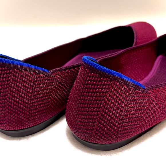 Rothy’s Women’s The Flat Round Toe Cabernet Herringbone with Blue Trim Shoe 8.5 - Picture 3 of 8